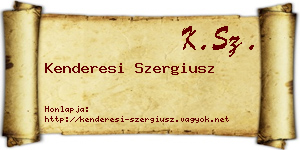 Kenderesi Szergiusz névjegykártya